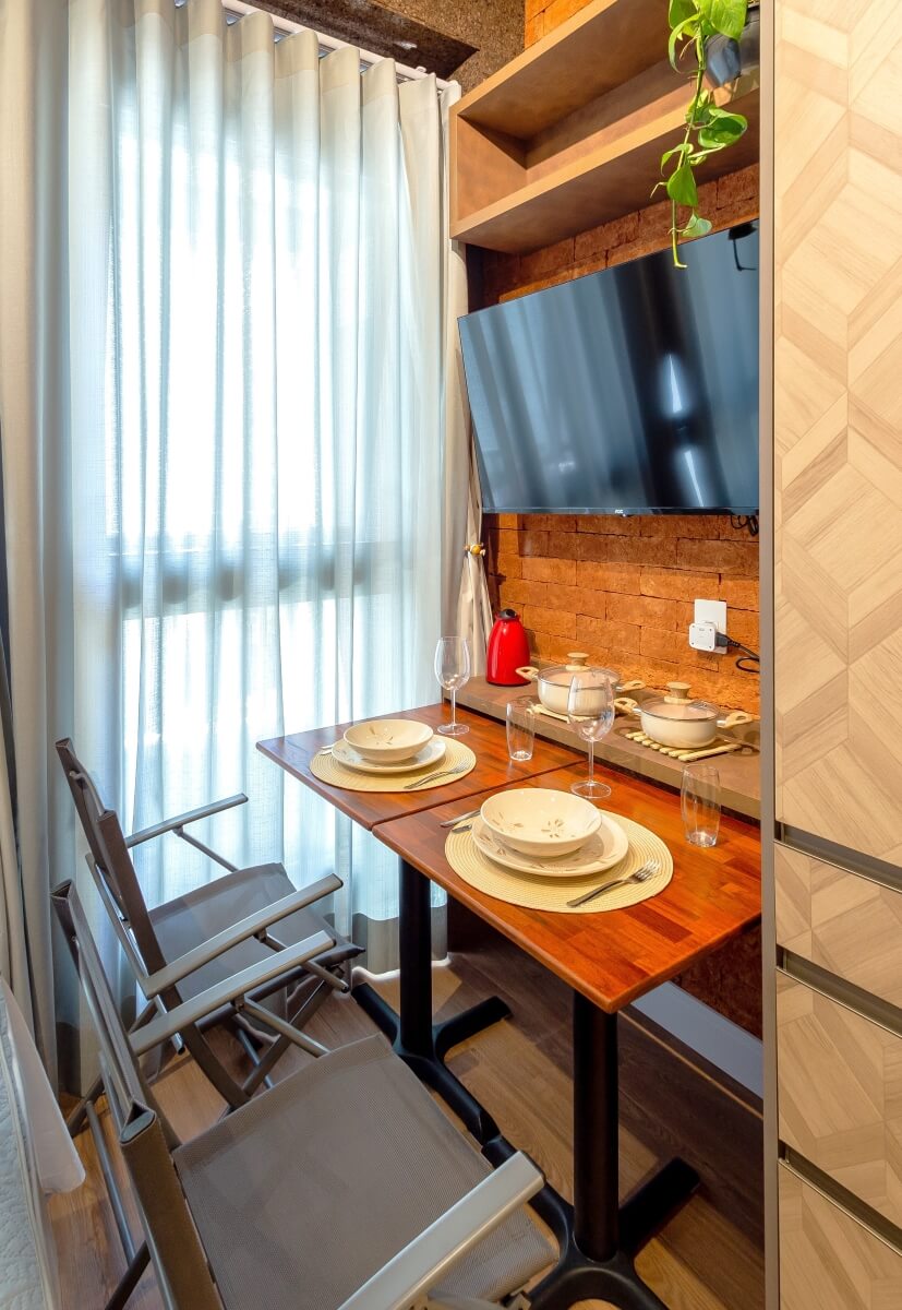 Sala integrada com cozinha